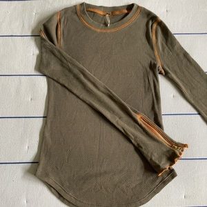 Free People Waffle Knit with contrast stitching and zipper sleeves